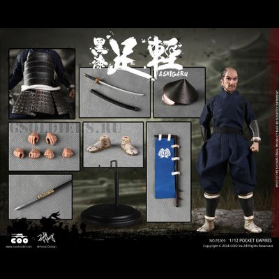 Асигару с яри - Коллекционная фигурка 1/12 PALM EMPIRES - BLACK ARMOR ASHIGARU (PE009) - COOMODEL