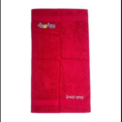 Полотенце ЛУЧШИЙ ТРЕНЕР (красное  большое)