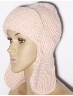 Шапка женская ушанка "Резинка Ангора" 11598  чайная роза