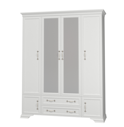 Шкаф Грация ШР-4 белый с зеркалами ( Браво мебель )