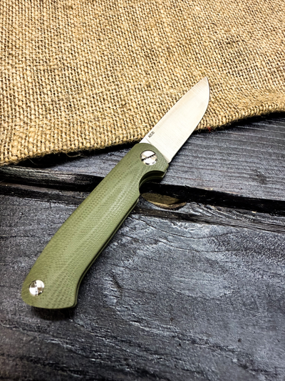 Фрикционный складной нож Микрос сталь AUS10, рукоять G10, цвет олива