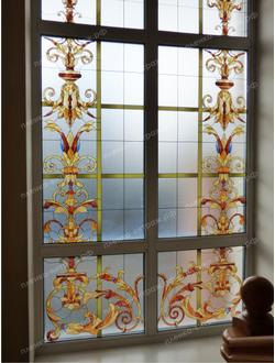Витражная пленка, витражная пленка самоклеющаяся под заказ,пленочный витраж с классическим рисунком