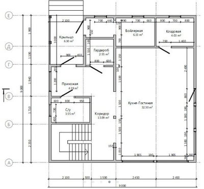 Двухэтажный каркасный дом с четырьмя спальнями 145м² (SK62)