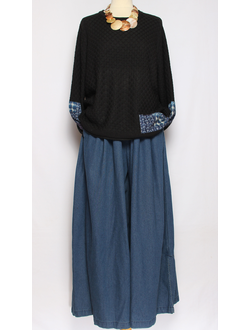 ЮБКА-БРЮКИ  джинсовая "Разрезы широкая " синяя р.46-54