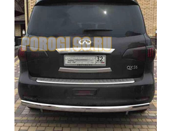 Защита заднего бампера d75х42 (овал) для Infiniti QX56