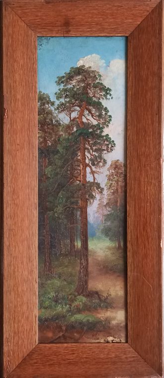 "Лесной пейзаж" картон масло 1900-е годы
