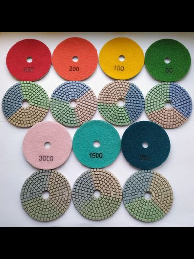 КОМПЛЕКТ Алмазный гибкий шлифовальный круг (ТРИКОЛОР) 100x3,0 wet (7 шт.)