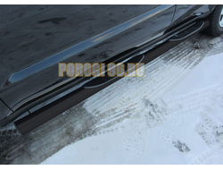 Защита порогов d76 с проступями черная для Ford KUGA (2008-2012)
