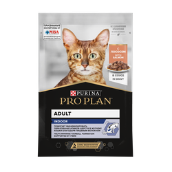 Pro Plan (ПроПлан)  Indoor Влажный корм для взрослых кошек живущих дома, Лосось в соусе, 85 г