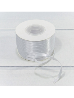Лента атласная 6мм (белая), 228,6м