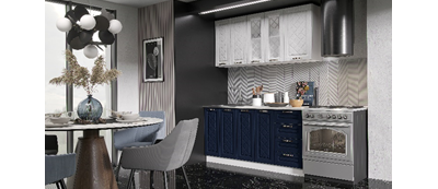 Кухонный гарнитур АГАВА 1,6м Белый/акация белая/сапфир