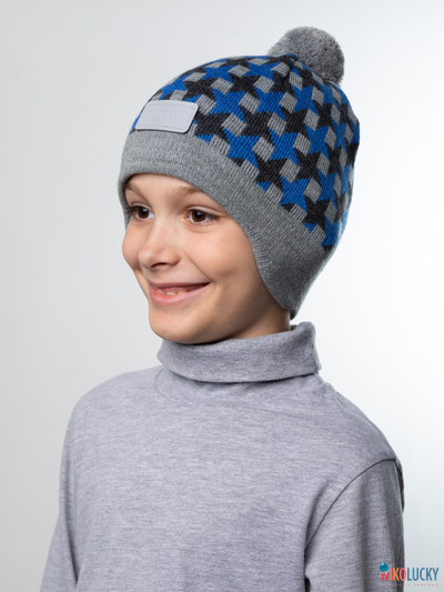 Шапка  21201-07, цвет серый,ярко-синий р. 54-56