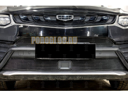 Защита радиатора для Geely Tugella 2020- black низ с датчиками