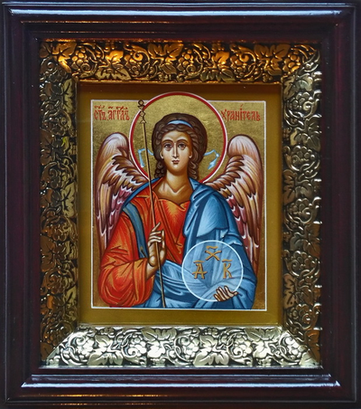 Ангел-Хранитель. Рукописная икона 9х10,5см в киоте.