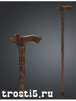 Резная трость "Медведь Резной" из дуба с медведем на рукояти