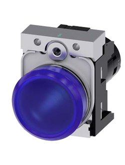 3SU1251-6AB50-1AA0 СВЕТОВОЙ ИНДИКАТОР КОМПАКТНЫЙ, 22MM, КРУГЛ., МЕТАЛЛ, РАССЕИВАТЕЛЬ СИНИЙ МАТОВЫЙ, С ДЕРЖАТЕЛЕМ, НОМ. НАПРЯЖЕНИЕ 24В АС/DC
