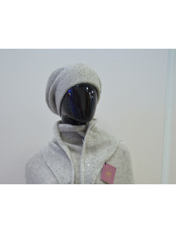 Шарф платок женский вязаный Италия Vizio Tresor ST бежевый с пайетками