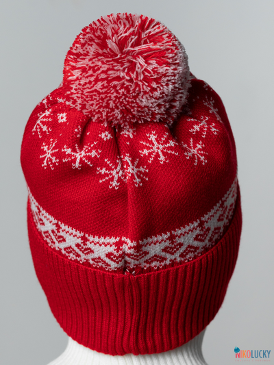 Шапка 20202-01 подклад 100% полиэстер, красный, белый 56