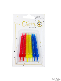 Свечи тортовые классические "Микс с глиттером"