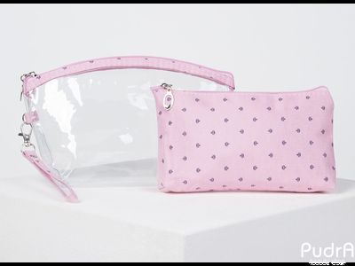 Набор косметичек 2 в 1 Корона, отдел на молнии с ручкой, розовый