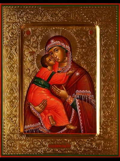 Владимирская Икона Пресвятой Божией Матери. Рукописная икона.
