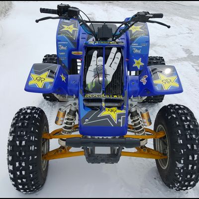 Наклейки на квадроцикл Yamaha YFZ 350 Banshee #545 Rockstars синий