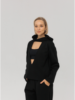 Худи с вырезом из вискозы (черный)