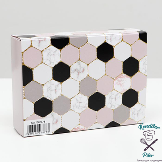 Коробка для конфет 6 шт, "Мозайка", розовая, 13,7 х 9,85 х 3,86 см