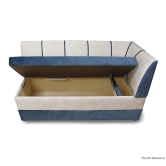 Кухонный ДИВАН "ФОРУМ-8" с боковой спинкой, Синий/Слоновая кость Правый