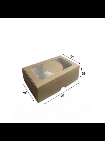 Коробка для десерта (крафт/белая), 172*101*55мм