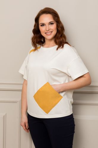 Женская Туника-футболка с коротким рукавом Арт. 5604 (цвет белый) Размеры 52-64
