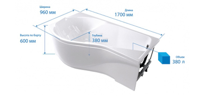 Акриловая ванна Triton Мишель Правая,170х96x60 см
