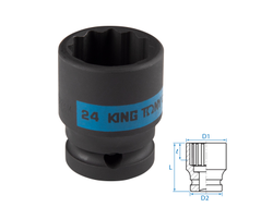 Головка торцевая ударная двенадцатигранная 1/2", 24 мм KING TONY 453024M
