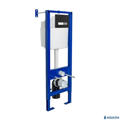 Инсталляция AQUAZIA ATOM 410 для подвесного унитаза, кнопка Atom Line (Soft Touch черная/хром)