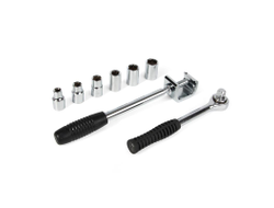 Набор для монтажа болтовых наконечников и соединителей НМБ-6 серия ПРОФИ с торцевыми шестигранными головками, ключом-трещоткой, струбциной