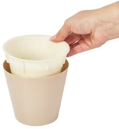 Горшок для цветов пластмассовый "London" 1л, д12см, h11см, со вставкой, молочный шоколад