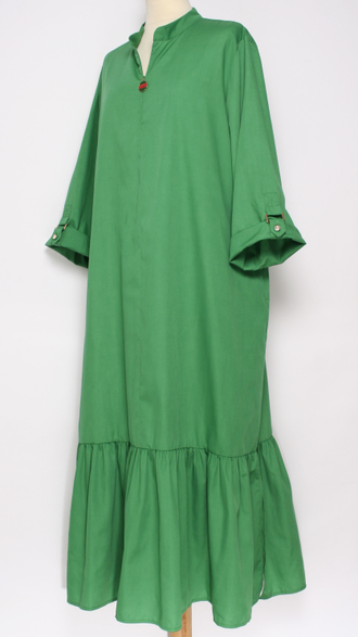 Платье - рубашка "СТОЙКА_МОЛНИЯ"  зелёное