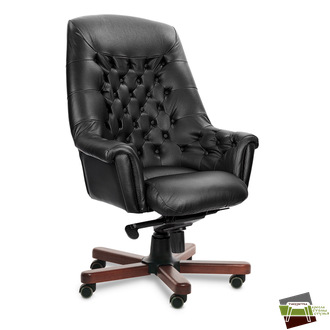 Кресло для руководителя Zurich A кожа черная+к/з/т.орех