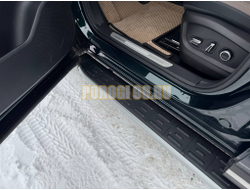 Пороги алюминиевые с пластиковой накладкой (карбон серебро) 1720 мм ТСС для Tenet T8 4WD 2025-