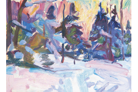 «Зимой в лесу», 1964 г., картон, масло, 17,8х23,5