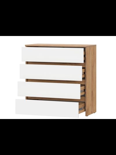 Некст комод 4 ящика Дуб Золотой / Белая шагрень