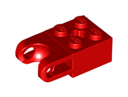 Technic, Brick Modified 2 x 2 with Ball Socket and Axle Hole - Straight Forks with Round Ends and Open Sides, Red (92013 / 6096309)