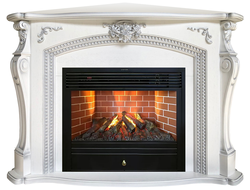 Угловой электрокамин Скарлет WT с очагом 3D Novara 26