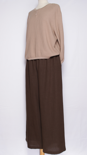 Брюки "Широкие палаццо крапива" шоколад, малахит, черные р.48-54