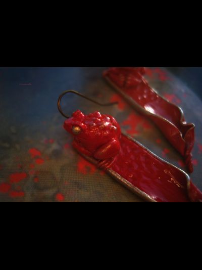 "Сургучные Императорские Лягушки", серьги югендстиль