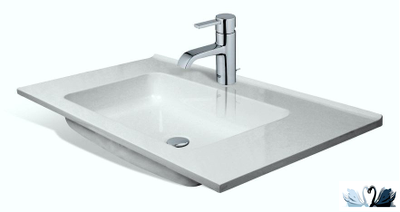 Раковина Эстет Kare 90 х 50 см синего цвета из литьевого камня, на столешницу