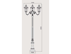 Парковый светильник серии  MUNICH 2 (Опора декор3+ 3и светильника)