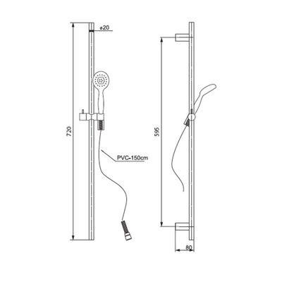 Душевой гарнитур PAINI Bergamo R, 700 мм, хром