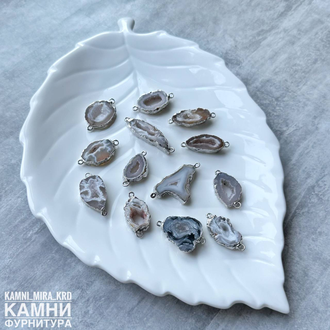 Коннектор "Срез агата" цвет металла серебро 22-40х12-20 мм, цена за штуку