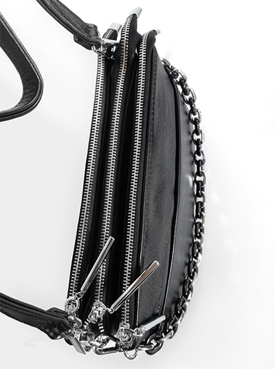 (АРТИКУЛ: 8820/1/02) СУМКА КЛАТЧ ЖЕНСКАЯ НЕБОЛЬШАЯ, НАТУРАЛЬНАЯ КОЖА, С TРЕМЯ ОТДЕЛЕНИЯМИ, ЧЕРНАЯ, РЕМЕНЬ ЧЕРЕЗ ПЛЕЧО